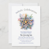Invitation Imboly Floral Snowy Pentacle Purple Wiccan Holiday (Devant)