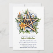 Invitation Imboly Floral Snowy Pentacle Wiccan Holiday (Devant)