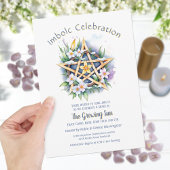 Invitation Imboly Floral Snowy Pentacle Wiccan Holiday