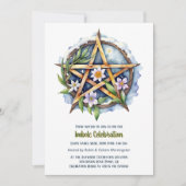 Invitation Imboly Floral Snowy Pentacle Wiccan Holiday (Devant)