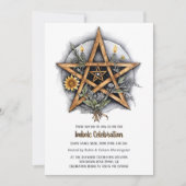 Invitation Imboly Floral Snowy Pentacle Wiccan Holiday (Devant)