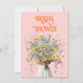 Invitation Immense Bouquet Bride Fête des mariées rose orange (Devant)