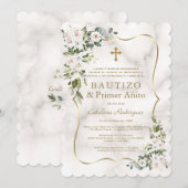 Invitation Imperial Lilies Gold Espagnol 1er anniversaire Bap (Devant / Derrière)