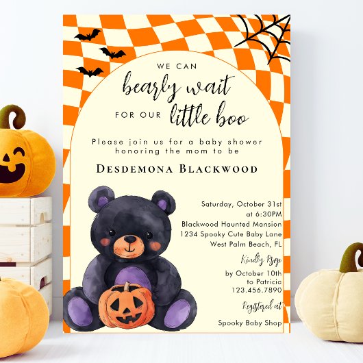 Invitation Impossible d'attendre un peu Bébé Halloween Shower