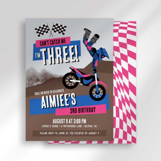 Invitation Impossible de m'attraper, j'ai trois ans, annivers