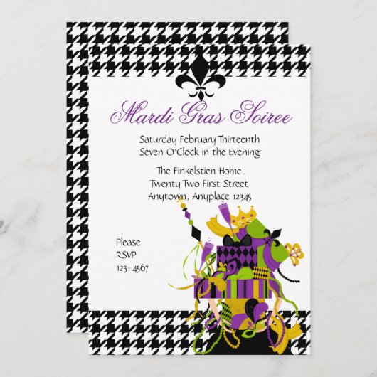 Invitation Impossible Mardi Gras Stack (Devant / Derrière)