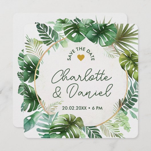 Invitation Impression aquarelle topique | MARIAGE | Enregistr (Devant / Derrière)