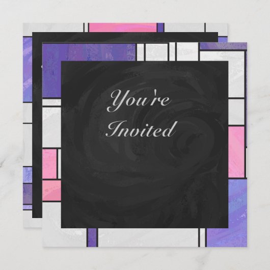 Invitation Impression blanc rose rose clair (Devant / Derrière)