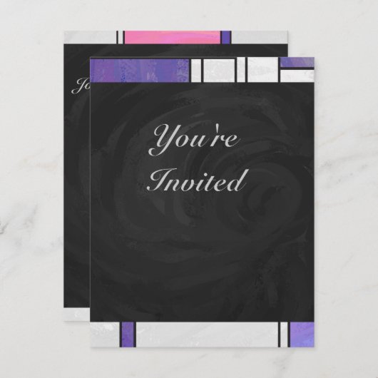 Invitation Impression blanc rose rose clair (Devant / Derrière)