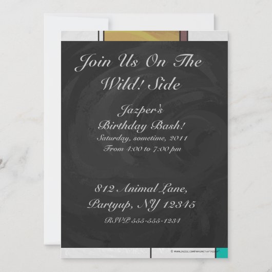 Invitation Impression Brown jaune Turquoise Mondrial (Dos)