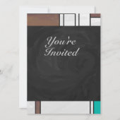 Invitation Impression Brown jaune Turquoise Mondrial (Devant)
