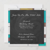 Invitation Impression Brown jaune Turquoise Mondrial (Dos)