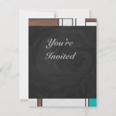 Invitation Impression Brown jaune Turquoise Mondrial (Devant)