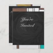 Invitation Impression Brown jaune Turquoise Mondrial (Devant / Derrière)