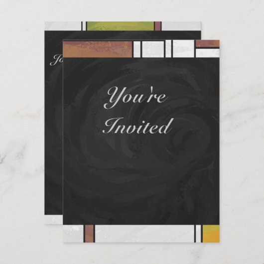 Invitation Impression Brown jaune vert (Devant / Derrière)