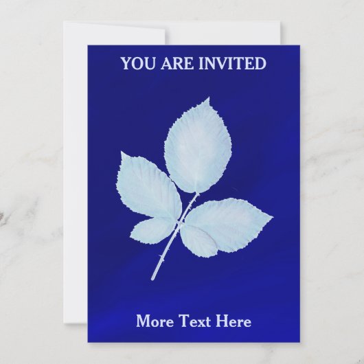 Invitation Impression Cyano Feuilles de Ronce (Devant)