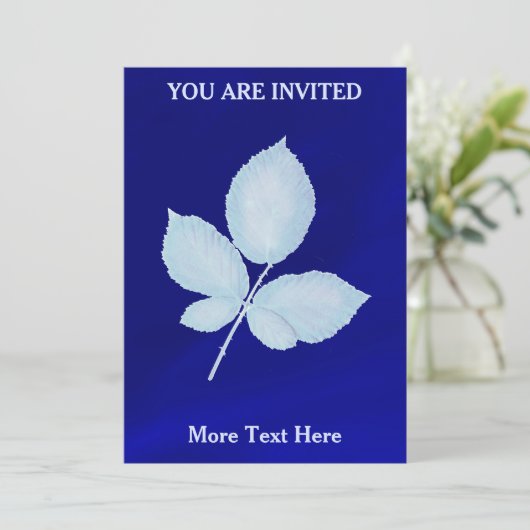 Invitation Impression Cyano Feuilles de Ronce (Debout devant)
