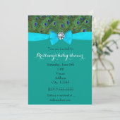Invitation Impression d'animal de paon Turquoise Arc Invitati (Debout devant)