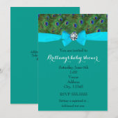 Invitation Impression d'animal de paon Turquoise Arc Invitati (Devant / Derrière)
