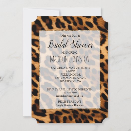 Invitation Impression d'animal léopard marron (Devant)