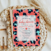 Invitation Impression d'animal léopard Rose Navy Fille Baby S