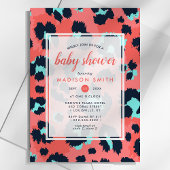 Invitation Impression d'animal léopard Rose Navy Fille Baby S