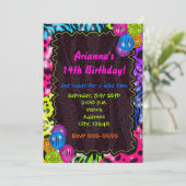 Invitation Impression d'animal néon Party Guépard léopard Zèb (Debout devant)