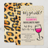 Invitation Impression d'animal sauvage et verre à vin Enterre (Devant / Derrière)