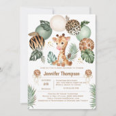 Invitation Impression d'animaux de safari bébé girafe mignon (Devant)