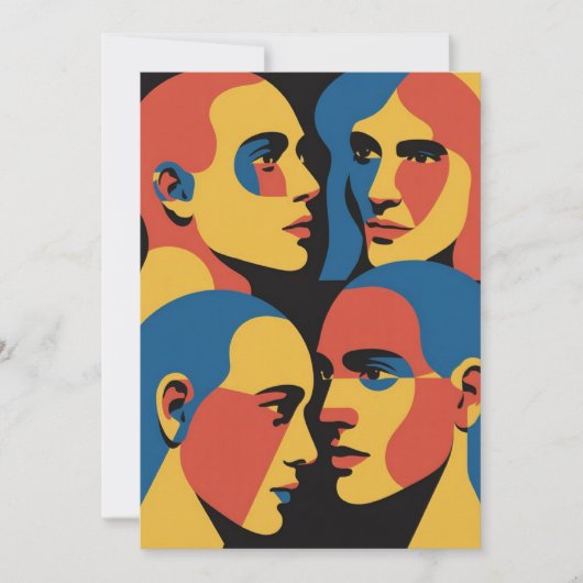 Invitation Impression d'art de grille de visages abstraits, V (Devant)