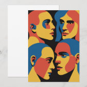 Invitation Impression d'art de grille de visages abstraits, V (Devant / Derrière)