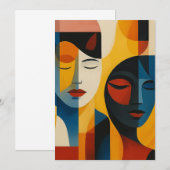Invitation Impression d'art de visages abstraits, portrait do (Devant / Derrière)