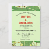 Invitation Impression de bloc de bois de feuille verte botani (Devant)