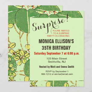 Invitation Impression de bloc de bois de feuille verte botani