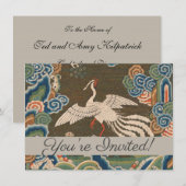 Invitation Impression de broderie en soie blanche antique chi (Devant / Derrière)