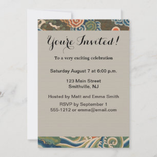 Invitation Impression de broderie en soie blanche antique chi
