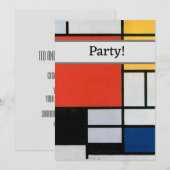 Invitation Impression de composition de Piet Mondrian rouge j (Devant / Derrière)