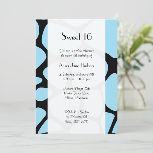 Invitation Impression de girafe, Girafe Bleue, Jungle, Douce (Debout devant)