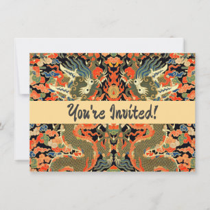 Invitation Impression de textile de dragon chinois vintage Ar