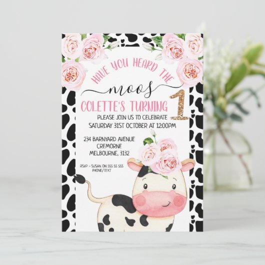 Invitation Impression De Vache Avez-Vous Entendu La Moos 1Er  (Debout devant)