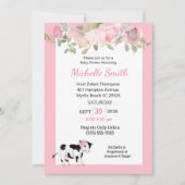 Invitation Impression de vache moderne et Baby shower floral  (Devant)