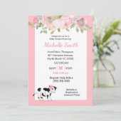 Invitation Impression de vache moderne et Baby shower floral  (Debout devant)