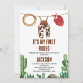 Invitation Impression de vache Russe Premier Rodéo Cowboy (Devant)