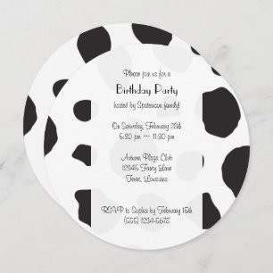 Invitation Impression De Vache, Spots De Vache, Noir Et Blanc