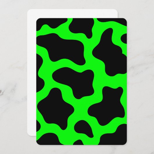 Invitation impression de vache vert acide Halloween (Devant / Derrière)