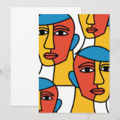 Invitation Impression de visages abstraits, art géométrique v (Devant / Derrière)