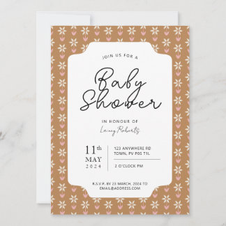 Invitation Impression florale Brown et rose