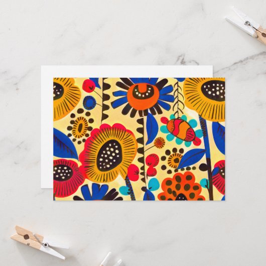 Invitation Impression florale du patrimoine mexicain (Devant/Arrière en situation)
