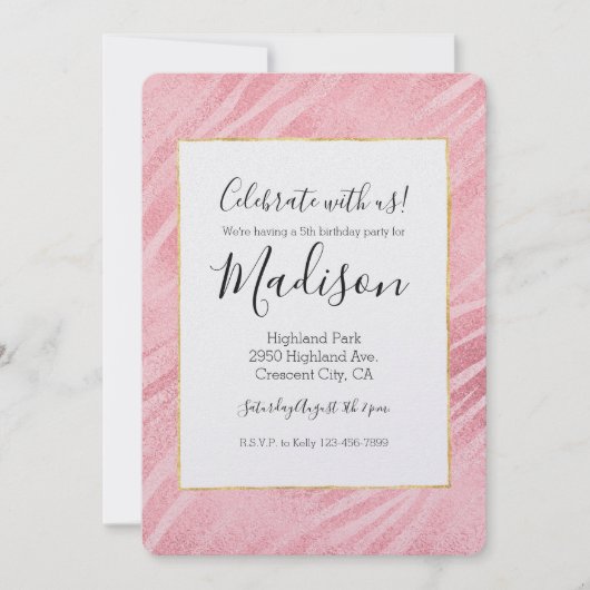 Invitation Impression Glam Pink Zebra (Devant)