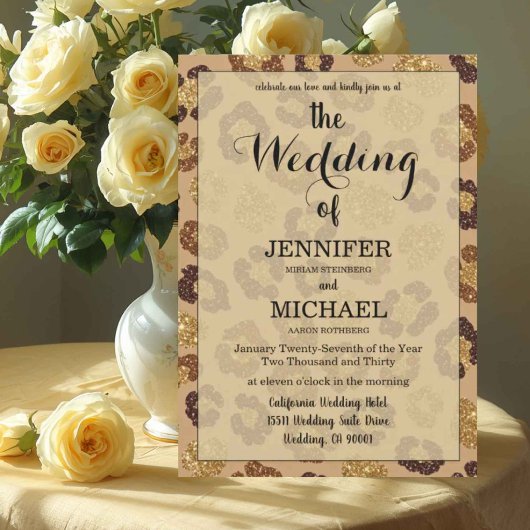 Invitation Impression léopard | Code QR de luxe Mariage Moder